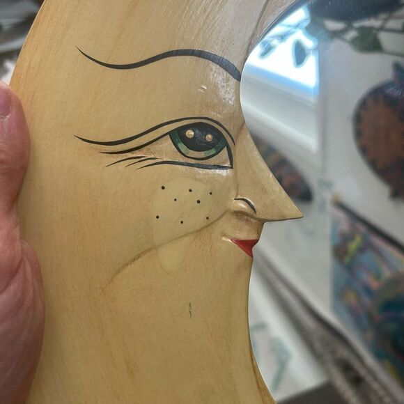 Vintage Whimsical Celestial Sun Moon Crescent Face Wall Mirror 15.5" - Picture 14 of 16